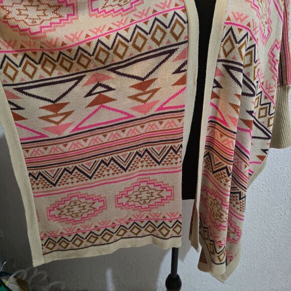 Serendipity By Victoria Southwestern Patterned Open Cardigan S 100% Acrylic - Picture 3 of 6